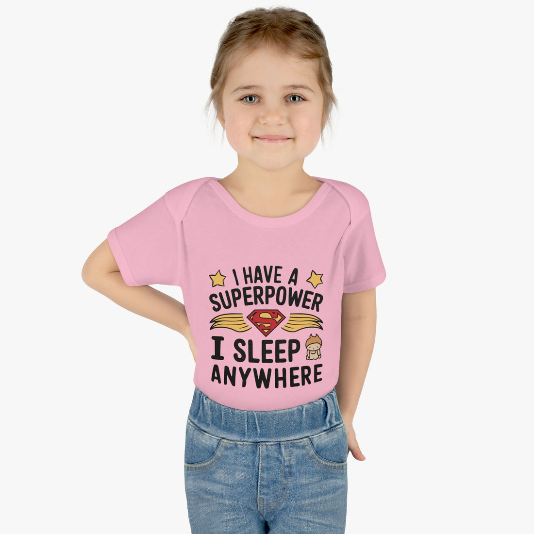 "I have a superpower I sleep anywhere" Infant Baby Rib Bodysuit