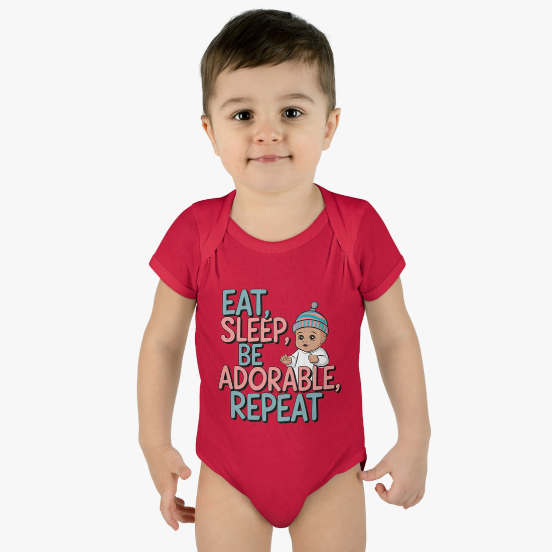 "Eat,sleep,be adorable,repeat" Infant Baby Rib Bodysuit