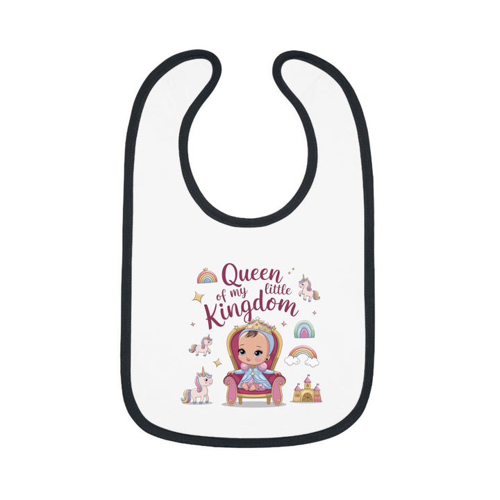 "Queen of my little kingdom" Baby Contrast Trim Jersey Bib