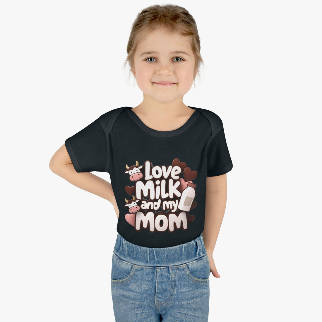 "Love milk and my mom" Infant Baby Rib Bodysuit