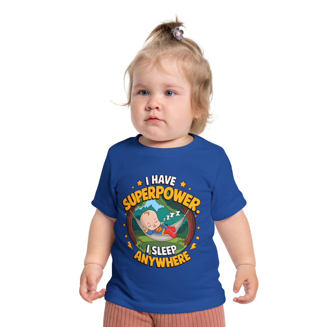 "I have superpower I sleep anywhere" Baby Short Sleeve T-Shirt