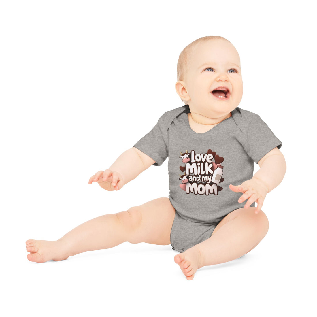 "I love milk and my mom" Baby Organic Short Sleeve Bodysuit