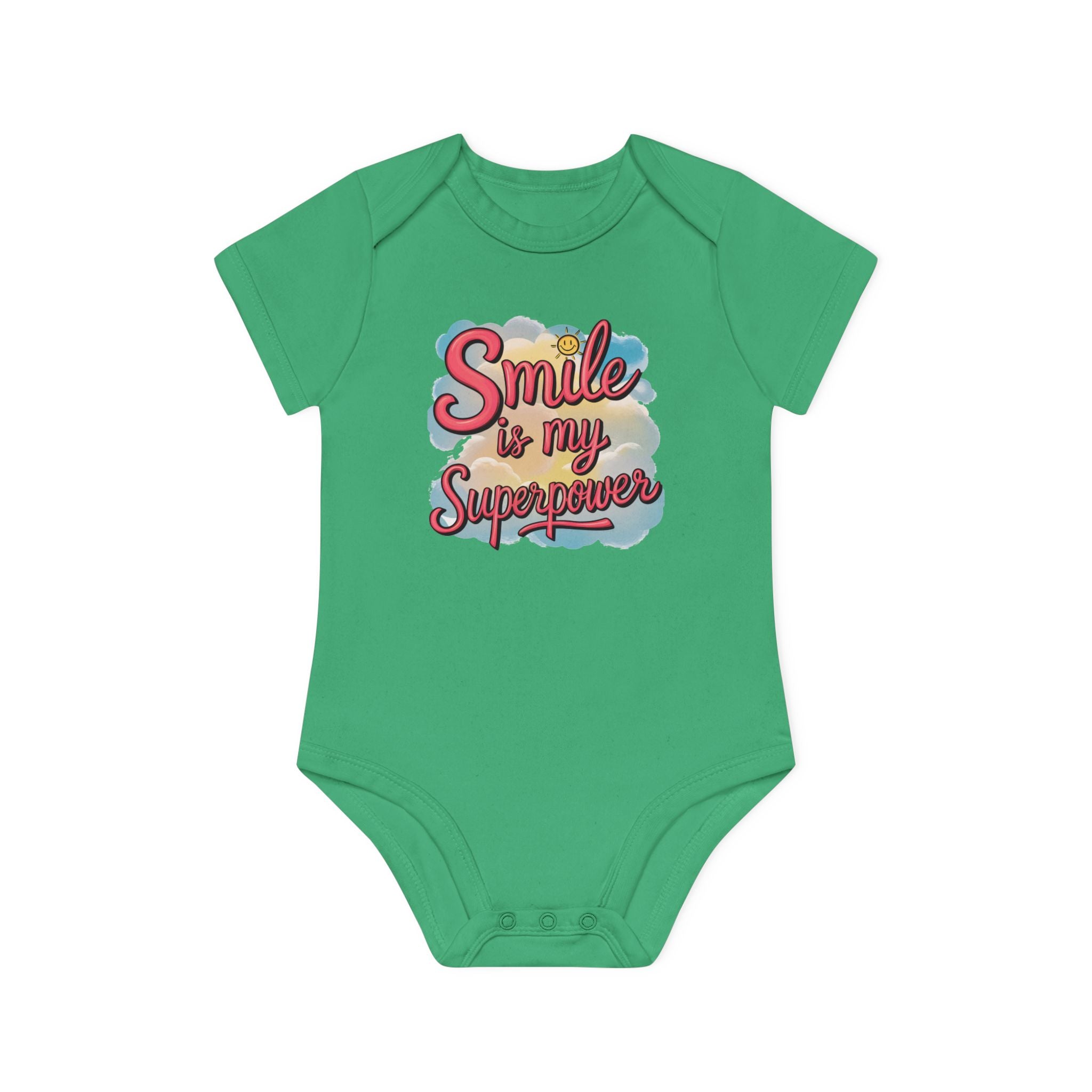 "Smile is my superpower" Baby Organic Short Sleeve Bodysuit