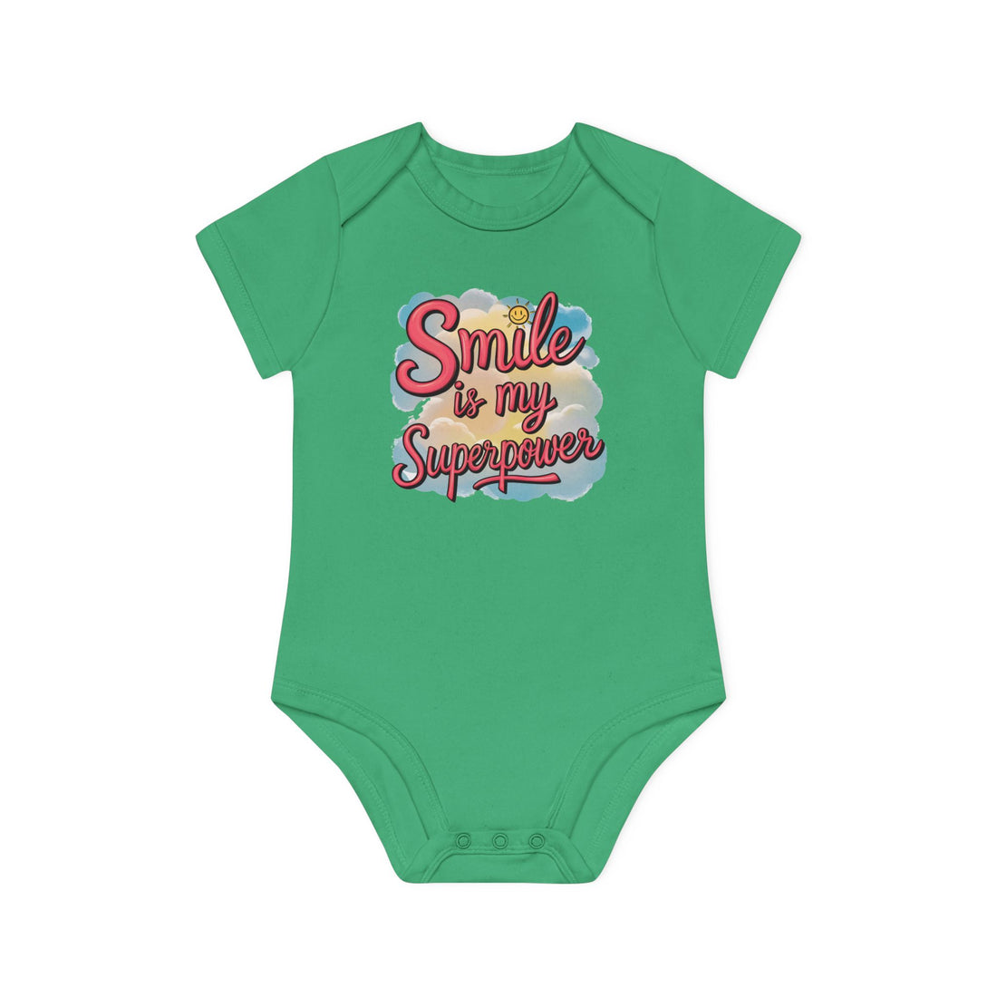 "Smile is my superpower" Baby Organic Short Sleeve Bodysuit