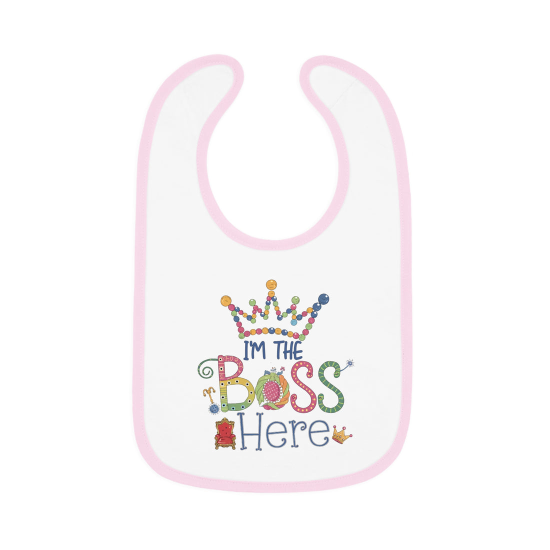 "I'm the boss here" Baby Contrast Trim Jersey Bib