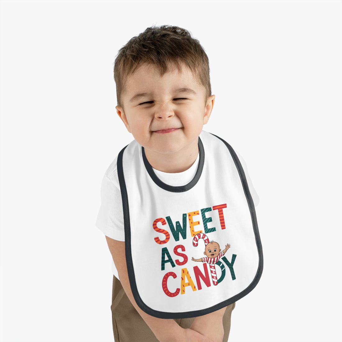 "Sweet as candy" Baby Contrast Trim Jersey Bib