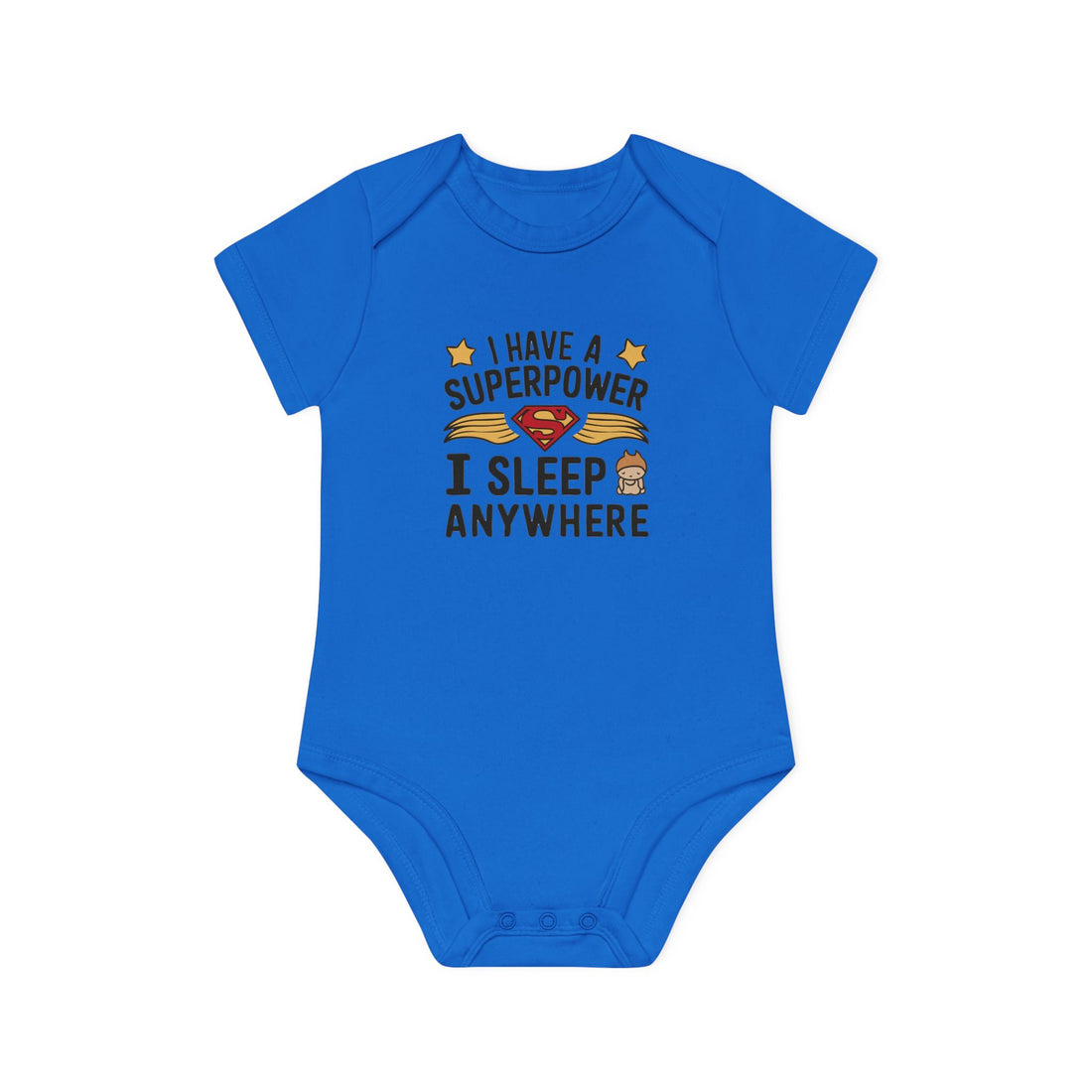 "I have a superpower I sleep anywhere" Baby Organic Short Sleeve Bodysuit