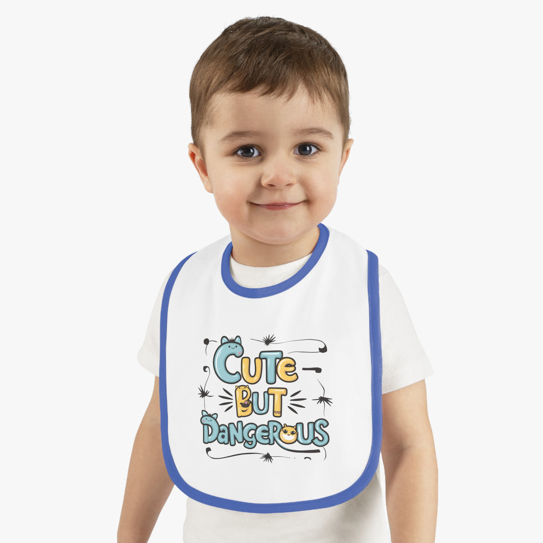 "Cute but dangerous" Baby Contrast Trim Jersey Bib