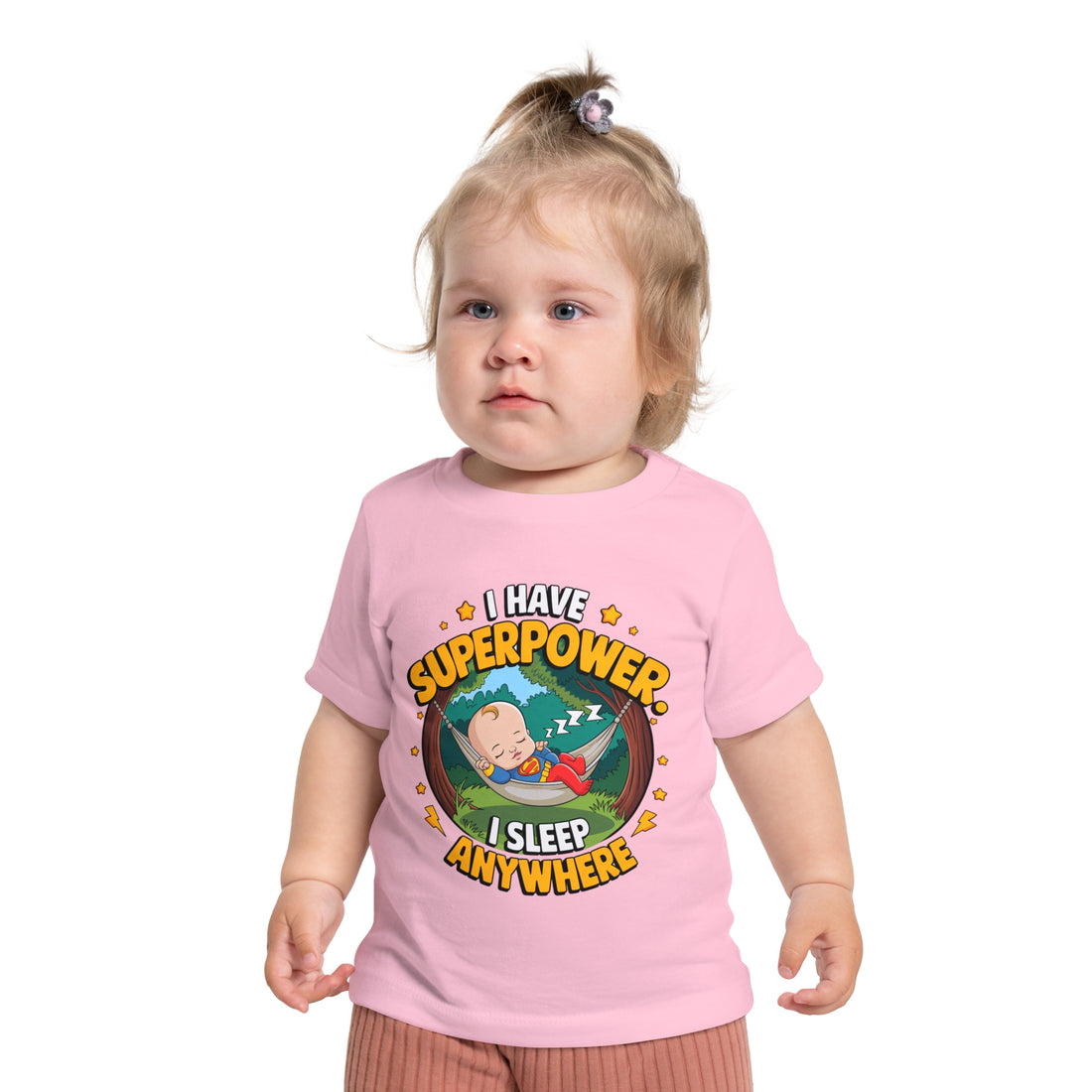 "I have superpower I sleep anywhere" Baby Short Sleeve T-Shirt