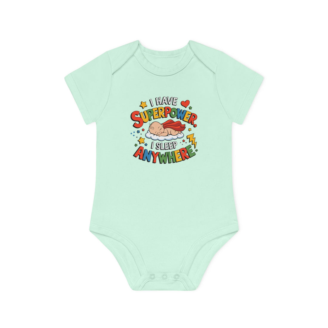 "I have superpower I sleep anywhere" Baby Organic Short Sleeve Bodysuit