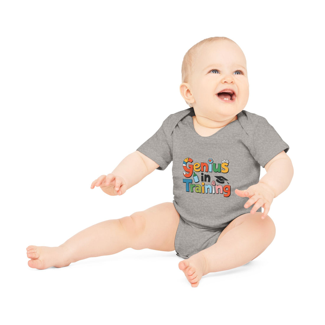 "Genius in training" Baby Organic Short Sleeve Bodysuit