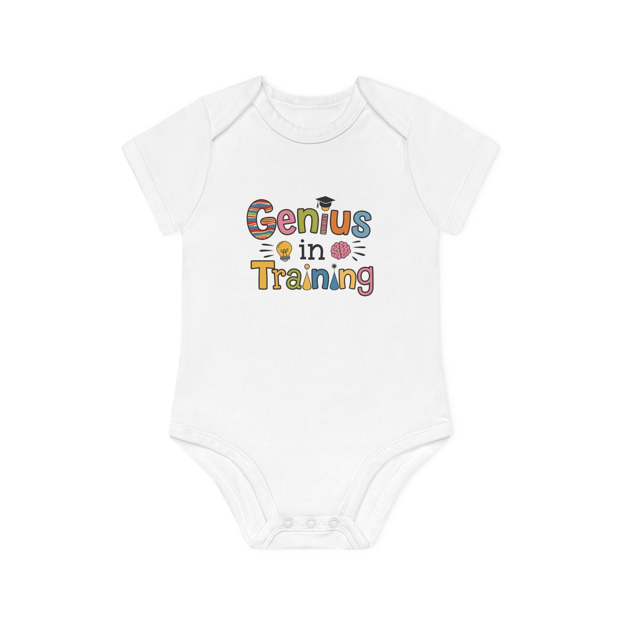 "Genius in training" Baby Organic Short Sleeve Bodysuit