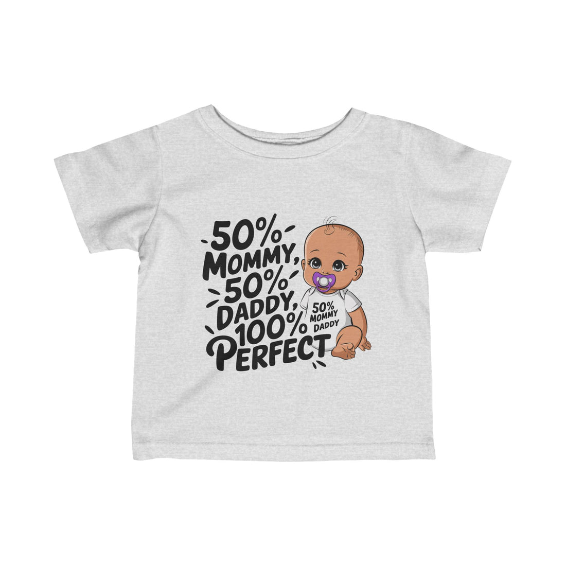 "50% mommy 50% daddy 100% perfect" Infant Fine Jersey Tee