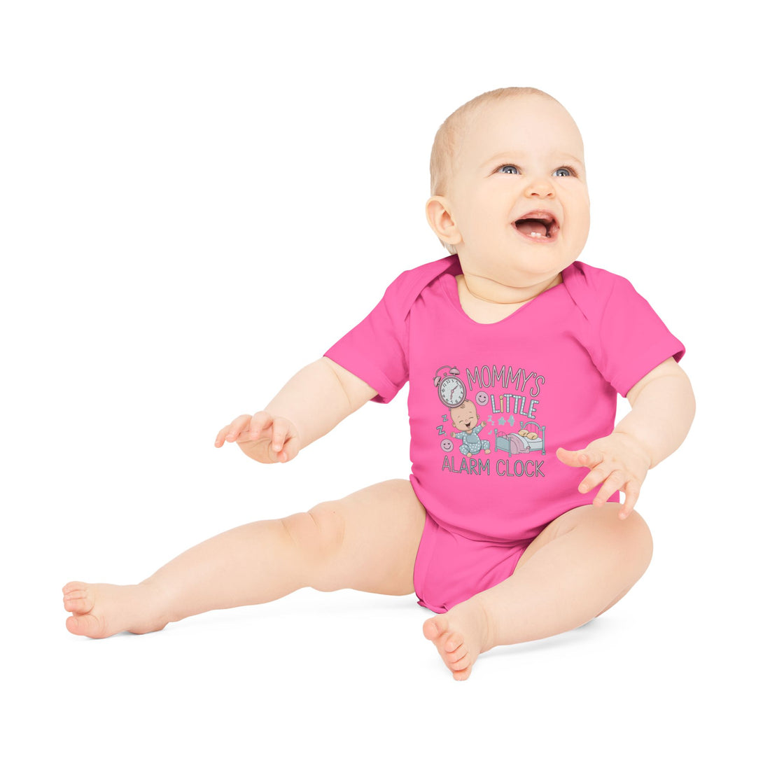 "Mommy's little alarm clock" Baby Organic Short Sleeve Bodysuit