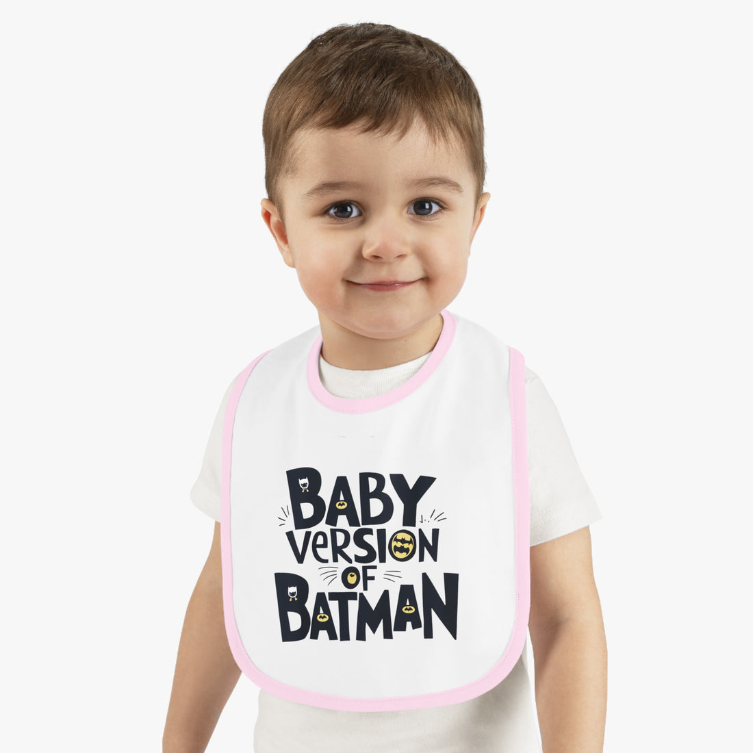 "Baby version of batman" Baby Contrast Trim Jersey Bib