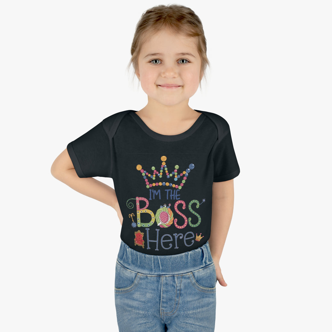 "I'm the boss here" Infant Baby Rib Bodysuit