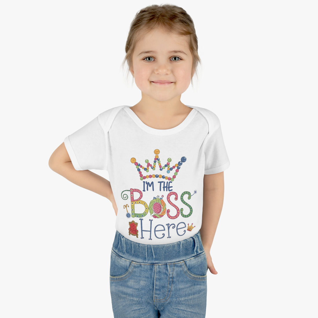 "I'm the boss here" Infant Baby Rib Bodysuit