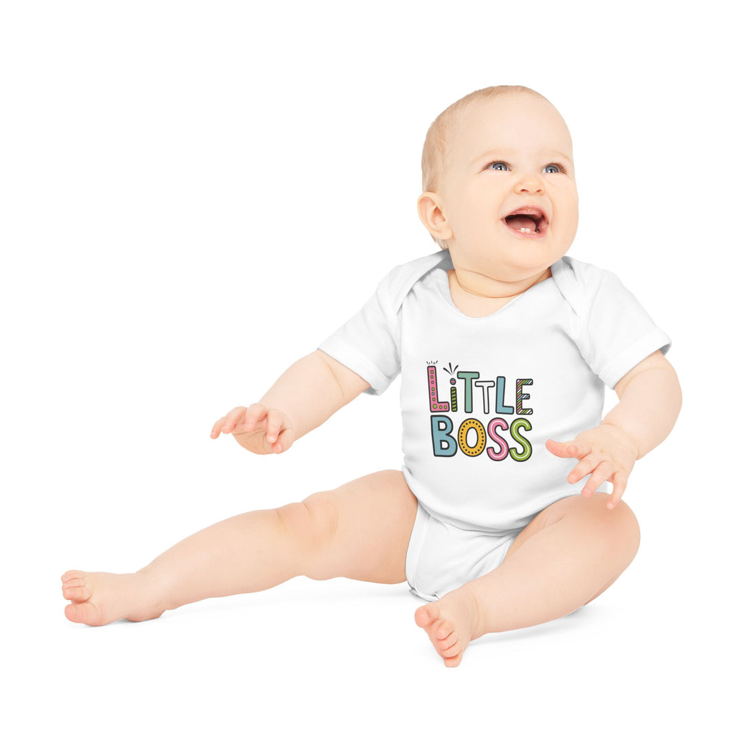 "Little boss" Baby Organic Short Sleeve Bodysuit