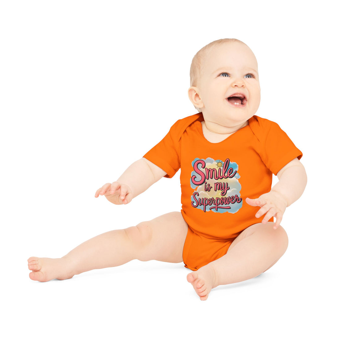 "Smile is my superpower" Baby Organic Short Sleeve Bodysuit