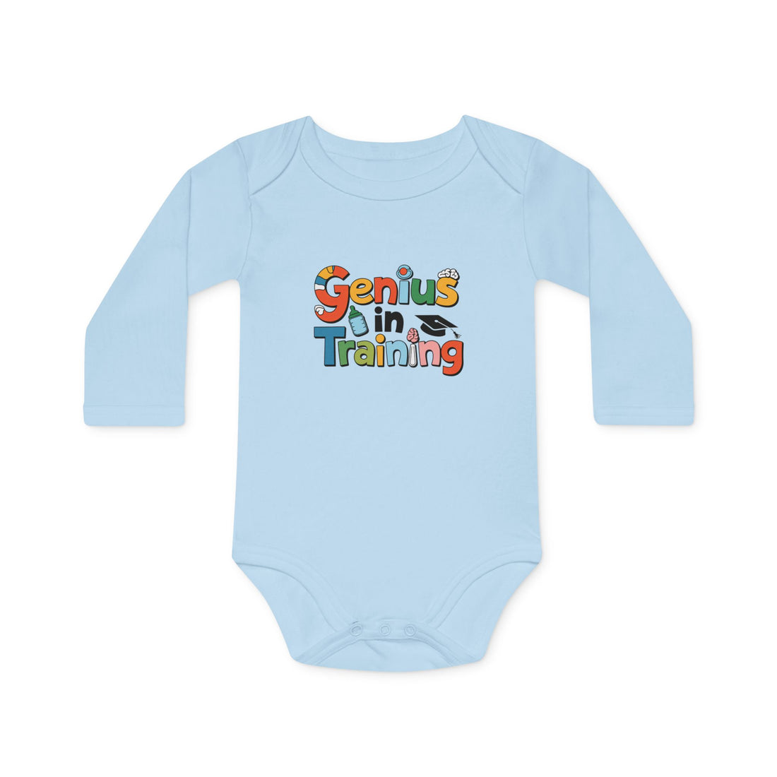 "Genius in training" Baby Long-Sleeve Organic Bodysuit