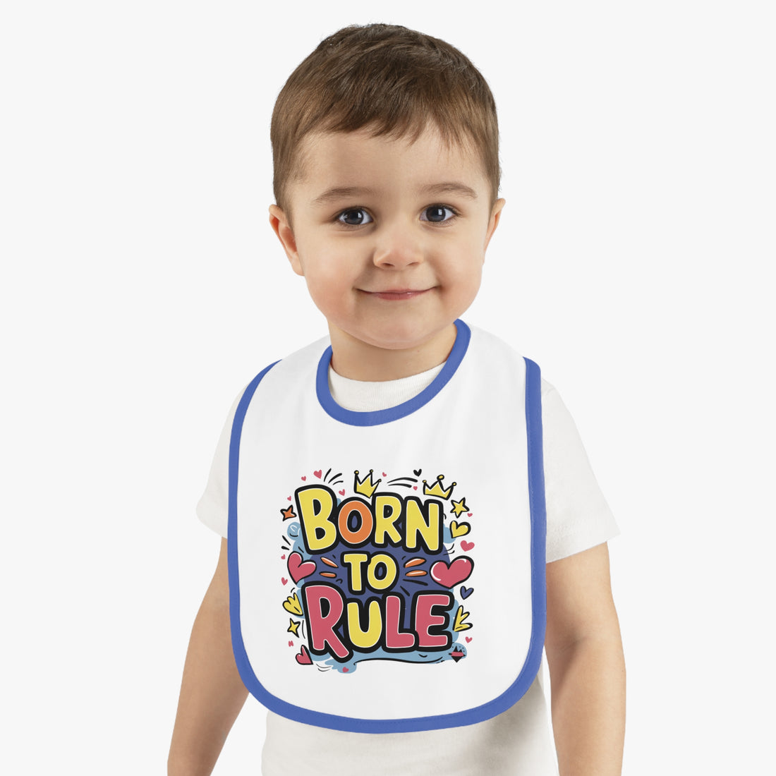 "Born to rule" Baby Contrast Trim Jersey Bib