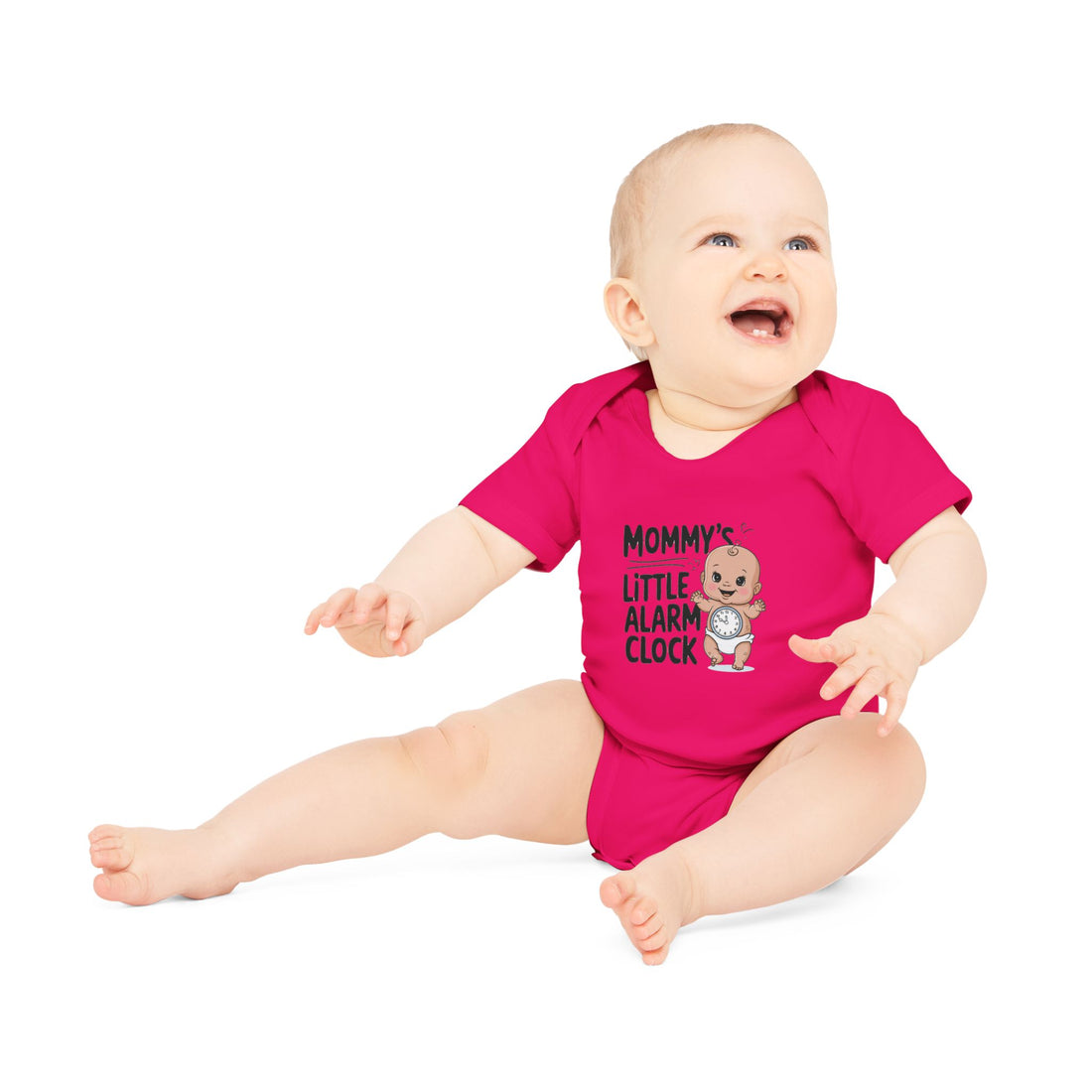 "Mommy's little alarm clock" Baby Organic Short Sleeve Bodysuit