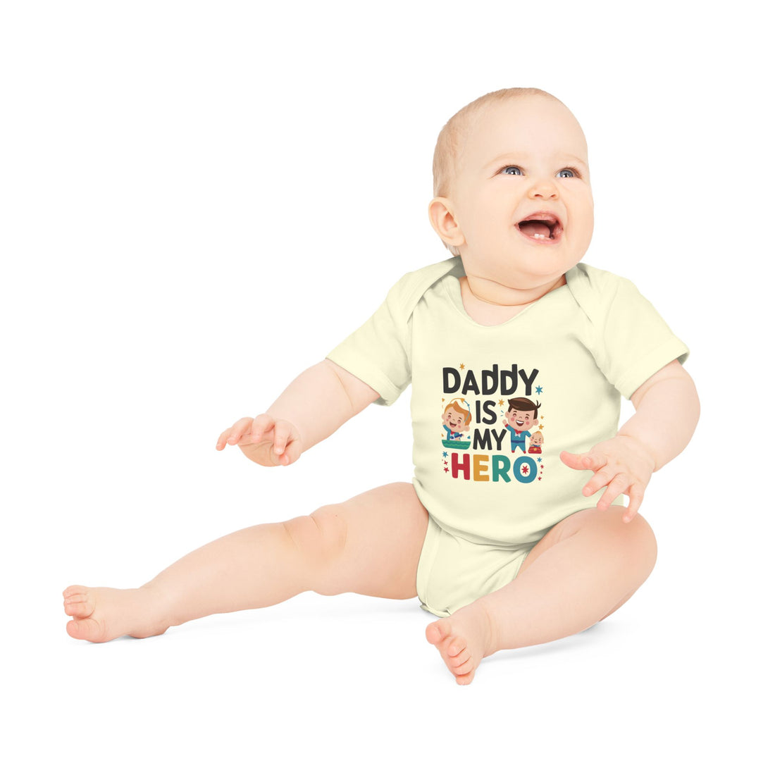 "Daddy is my hero" Baby Organic Short Sleeve Bodysuit