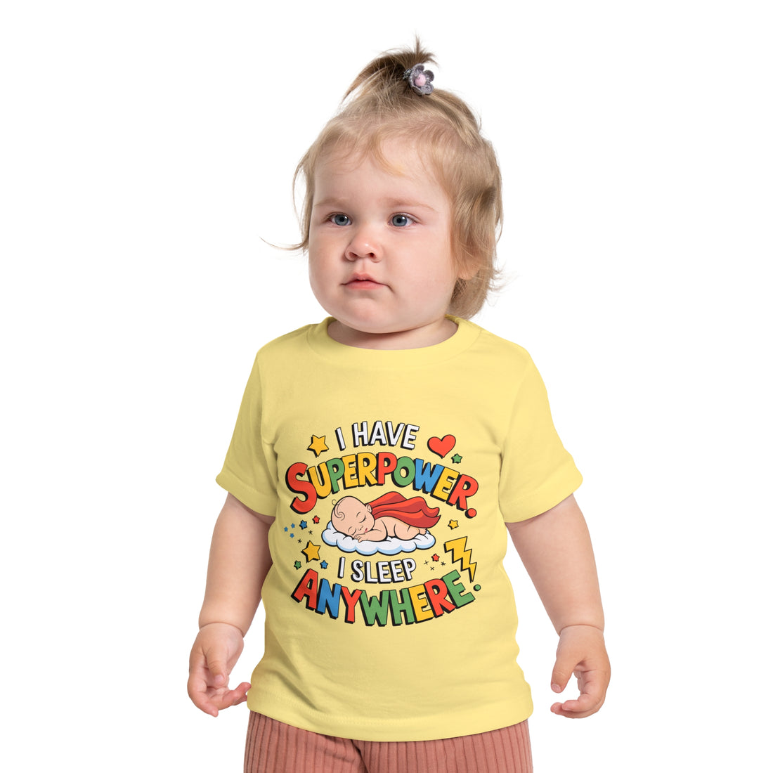 "I have superpower I sleep anywhere" Baby Short Sleeve T-Shirt