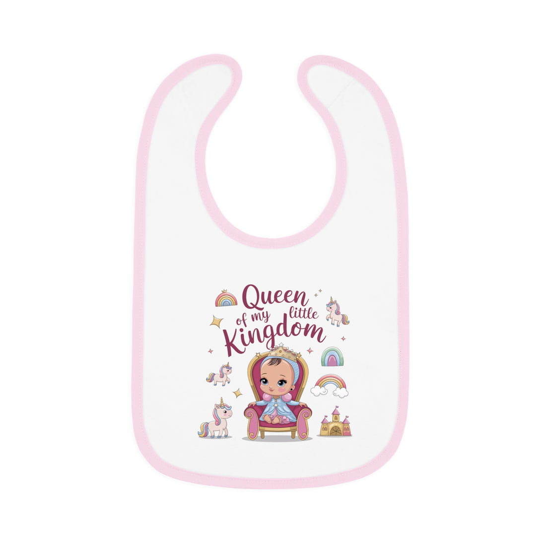 "Queen of my little kingdom" Baby Contrast Trim Jersey Bib