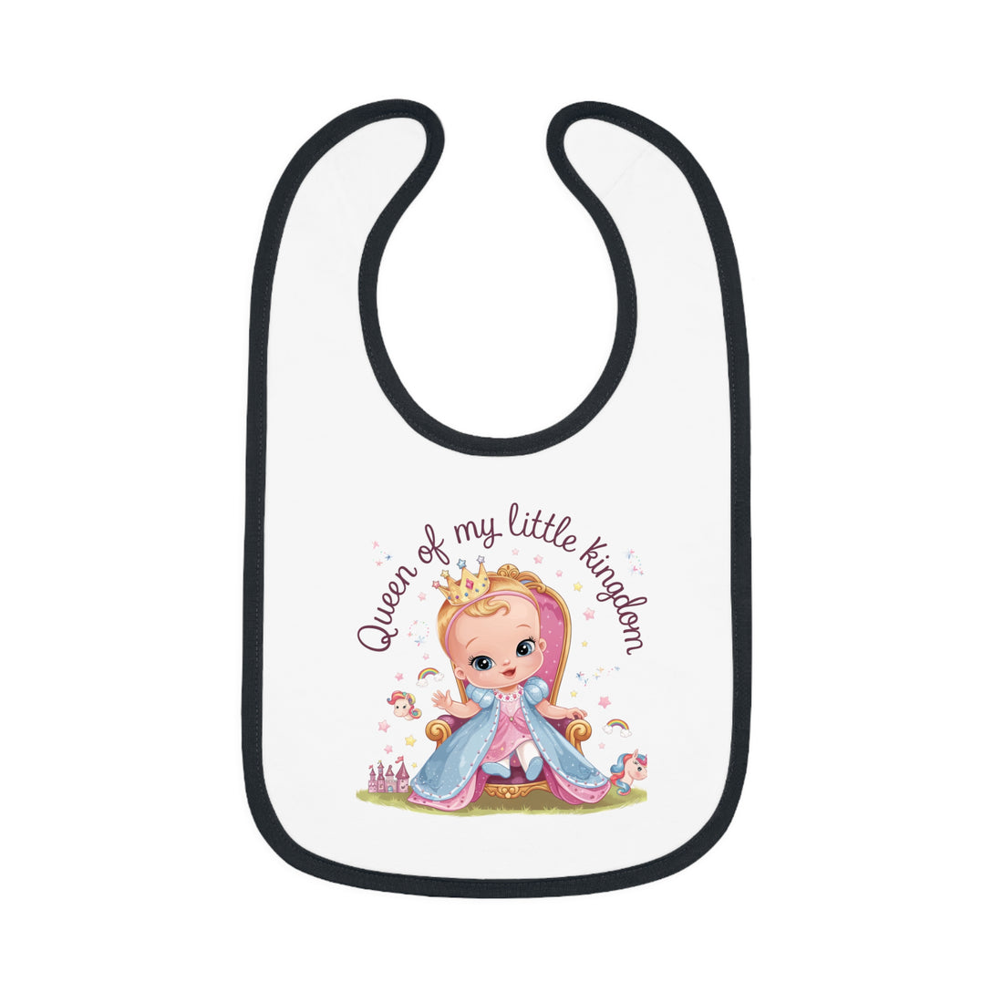 "Queen of my little kingdom" Baby Contrast Trim Jersey Bib