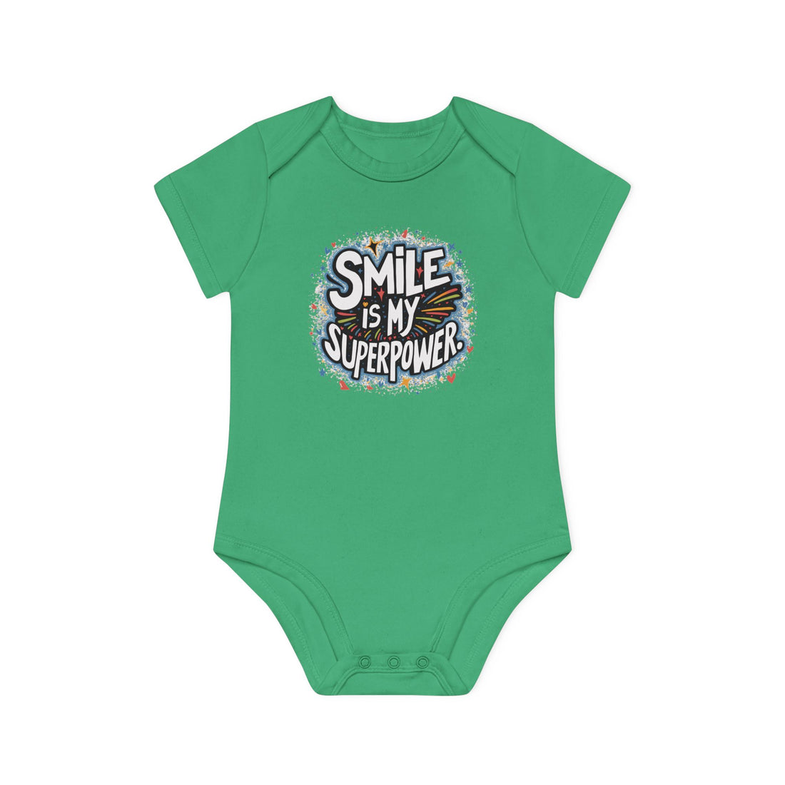 "Smile is my superpower" Baby Organic Short Sleeve Bodysuit