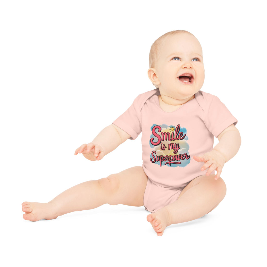 "Smile is my superpower" Baby Organic Short Sleeve Bodysuit