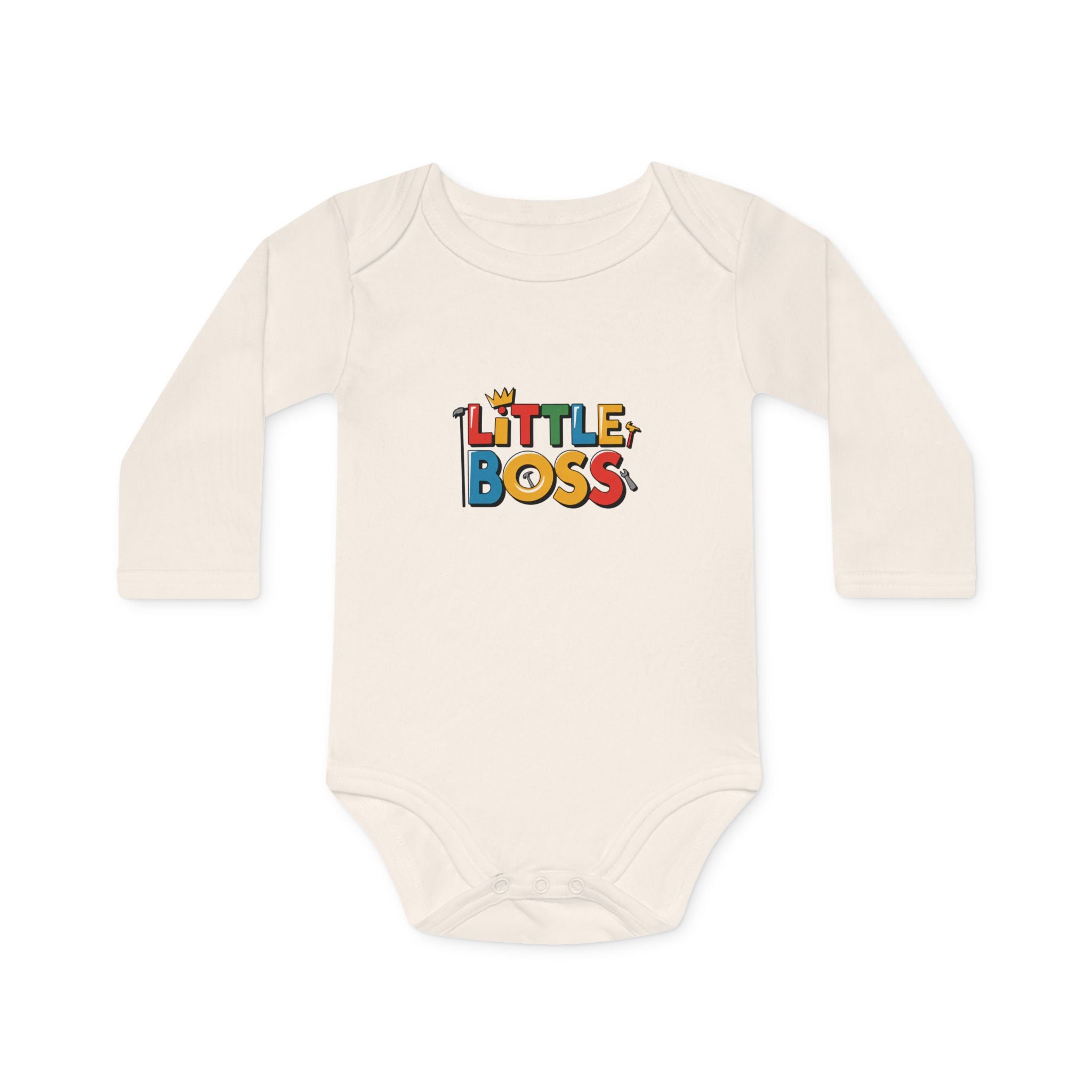 "Little boss" Baby Long-Sleeve Organic Bodysuit