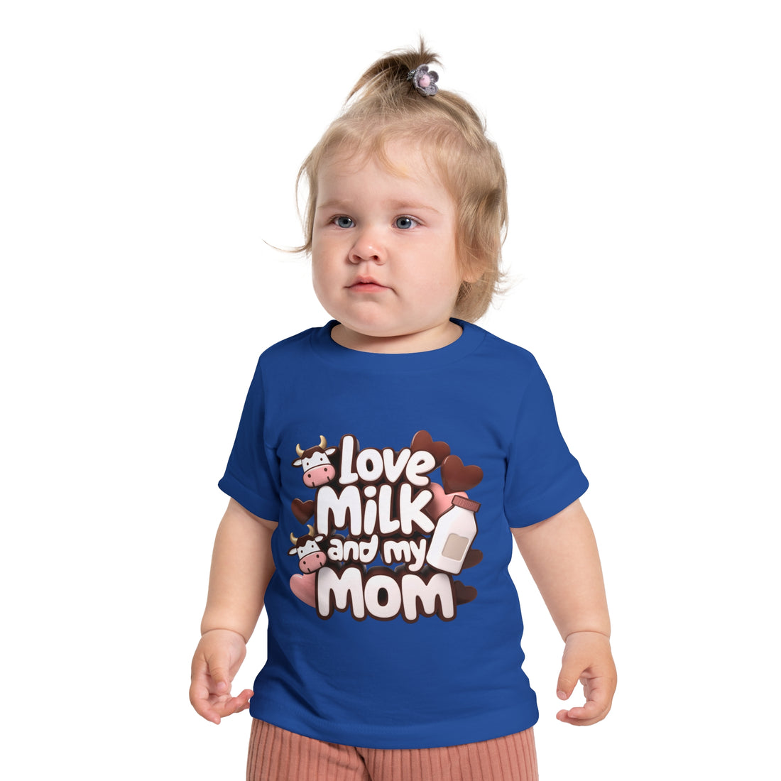 "Love milk and my mom" Baby Short Sleeve T-Shirt