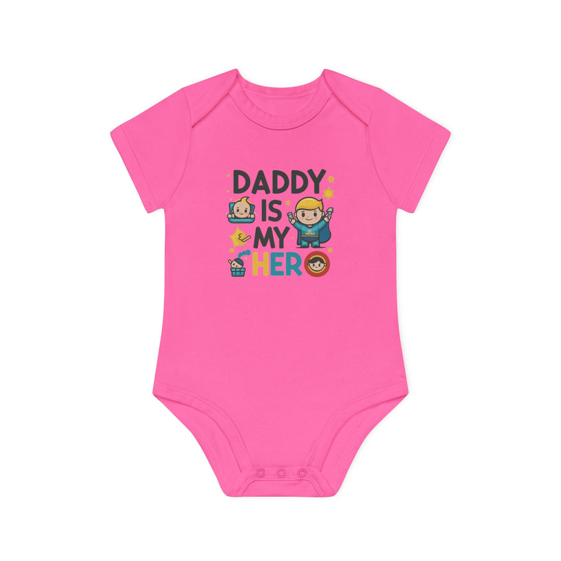 "Daddy is my hero" Baby Organic Short Sleeve Bodysuit