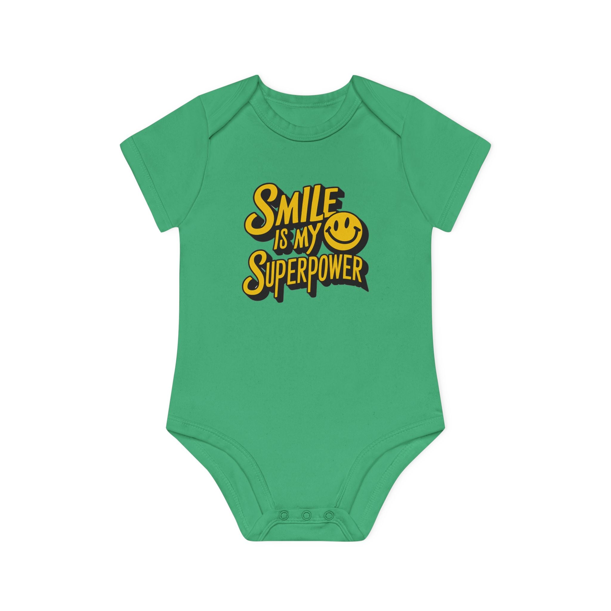 "Smile is my superpower" Baby Organic Short Sleeve Bodysuit