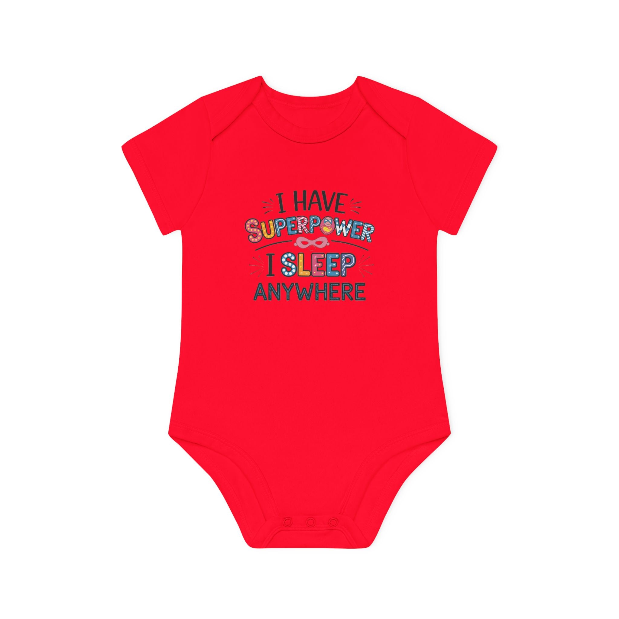 "I have superpower I sleep anywhere" Baby Organic Short Sleeve Bodysuit