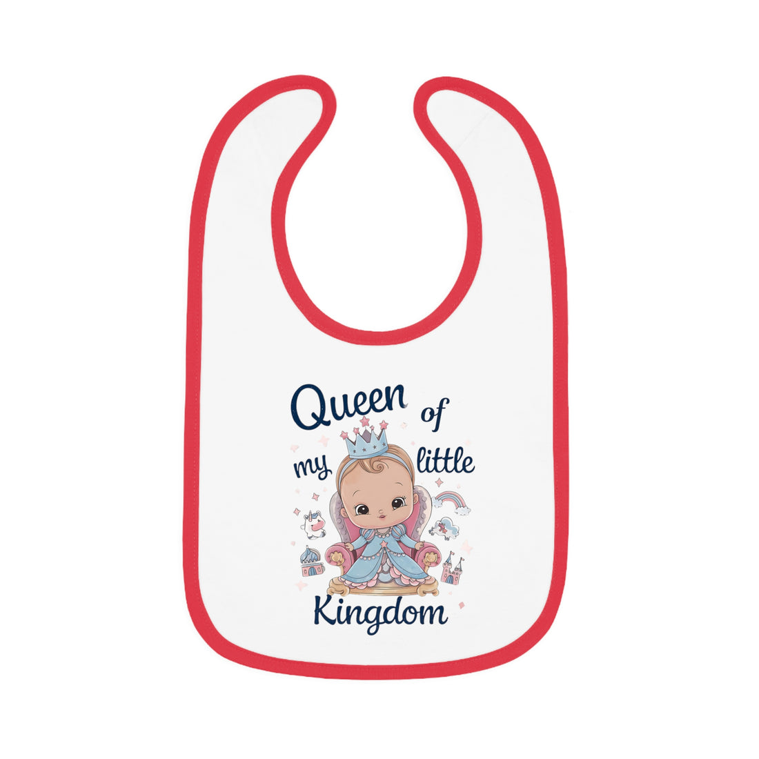 "Queen of my little kingdom" Baby Contrast Trim Jersey Bib