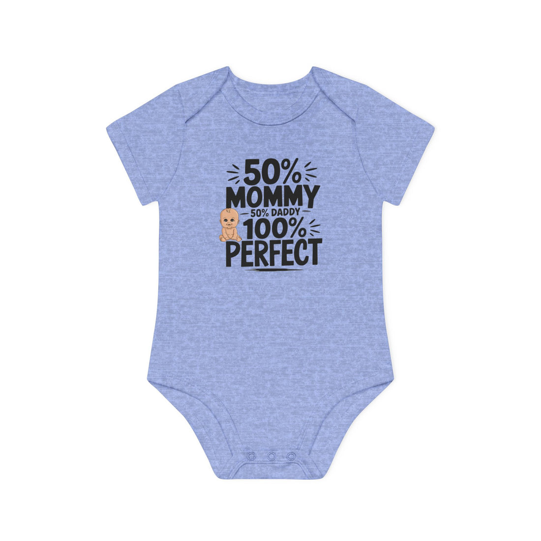 "50% mommy 50% daddy 100% perfect" Baby Organic Short Sleeve Bodysuit