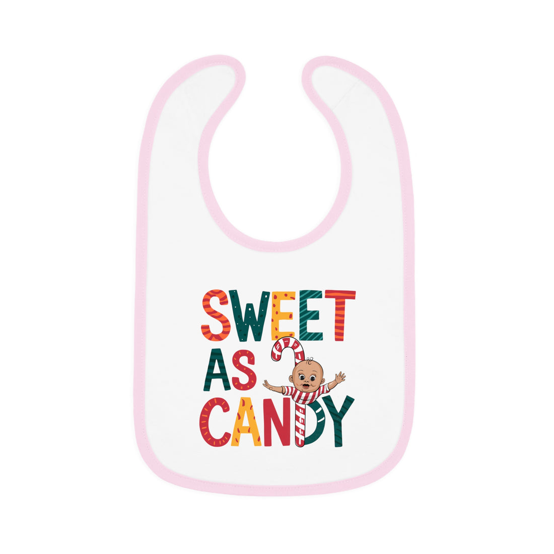 "Sweet as candy" Baby Contrast Trim Jersey Bib