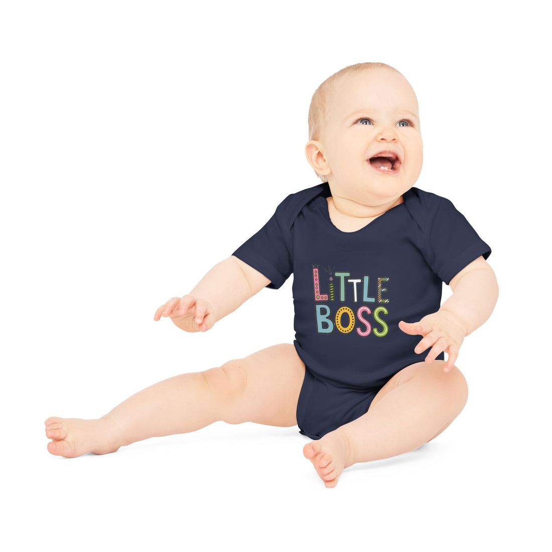 "Little boss" Baby Organic Short Sleeve Bodysuit