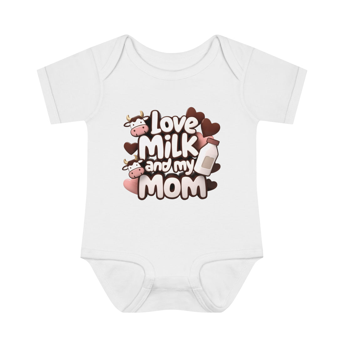 "Love milk and my mom" Infant Baby Rib Bodysuit