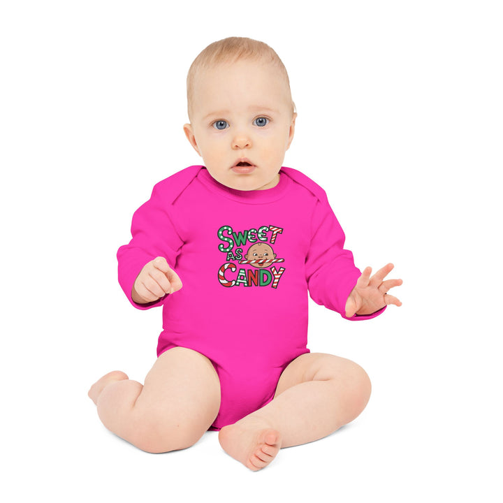 "Sweet as candy" Baby Long-Sleeve Organic Bodysuit