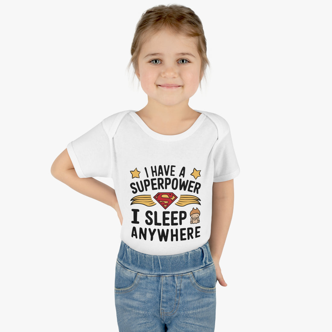 "I have a superpower I sleep anywhere" Infant Baby Rib Bodysuit