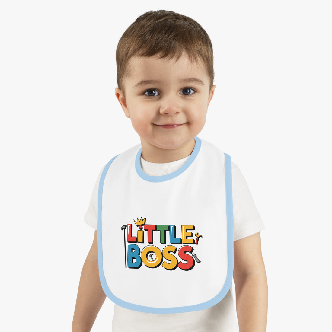 "Little boss" Baby Contrast Trim Jersey Bib