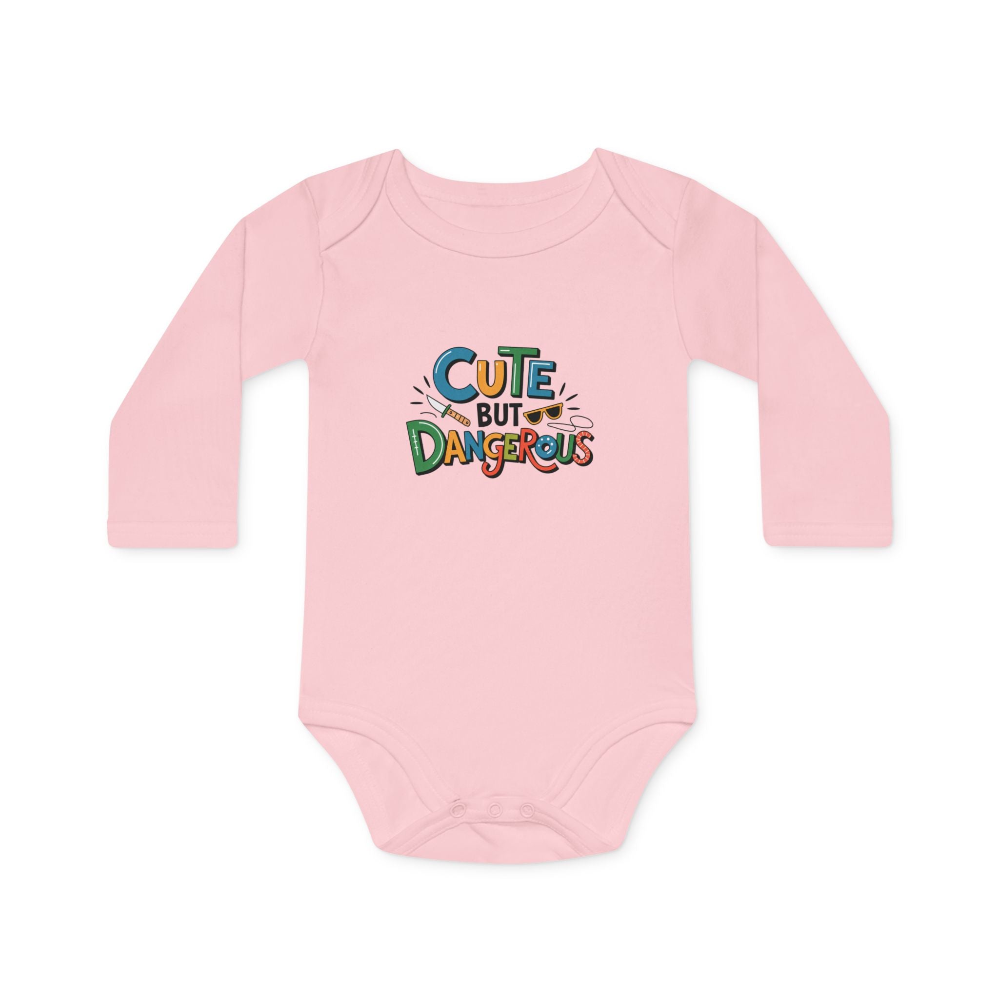 "Cute but dangerous" Baby Long-Sleeve Organic Bodysuit