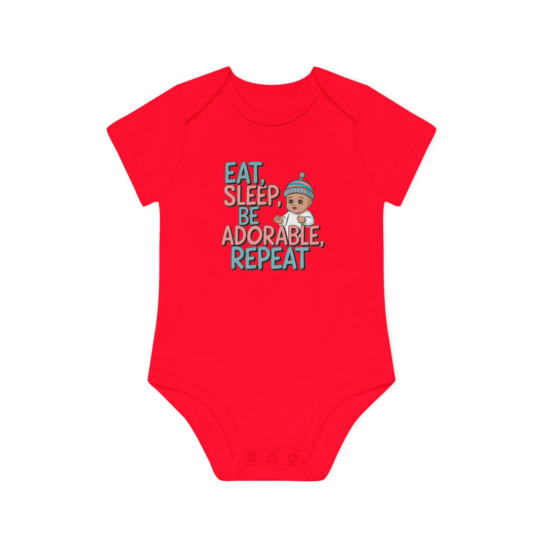 "Eat, sleep, be adorable, repeat" Baby Organic Short Sleeve Bodysuit