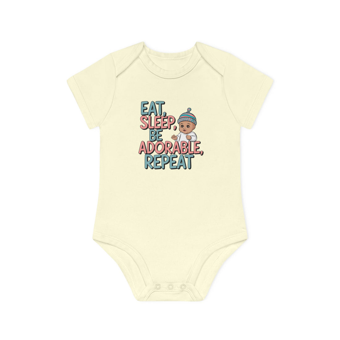 "Eat, sleep, be adorable, repeat" Baby Organic Short Sleeve Bodysuit