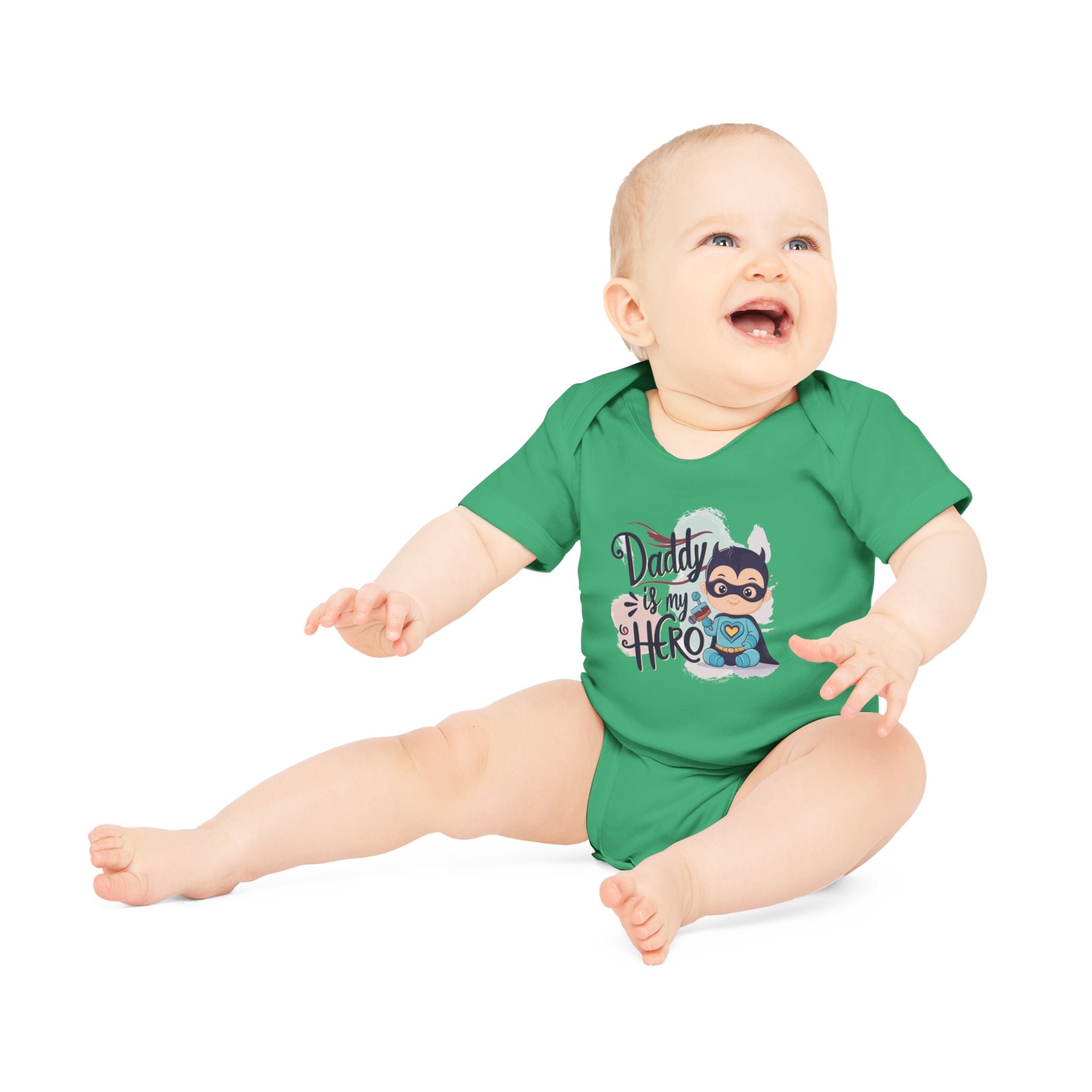 "Daddy is my hero" Baby Organic Short Sleeve Bodysuit