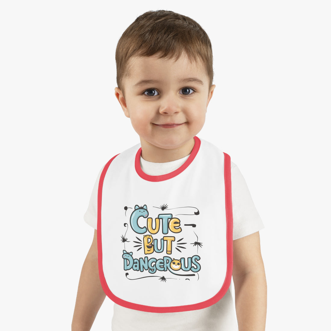 "Cute but dangerous" Baby Contrast Trim Jersey Bib